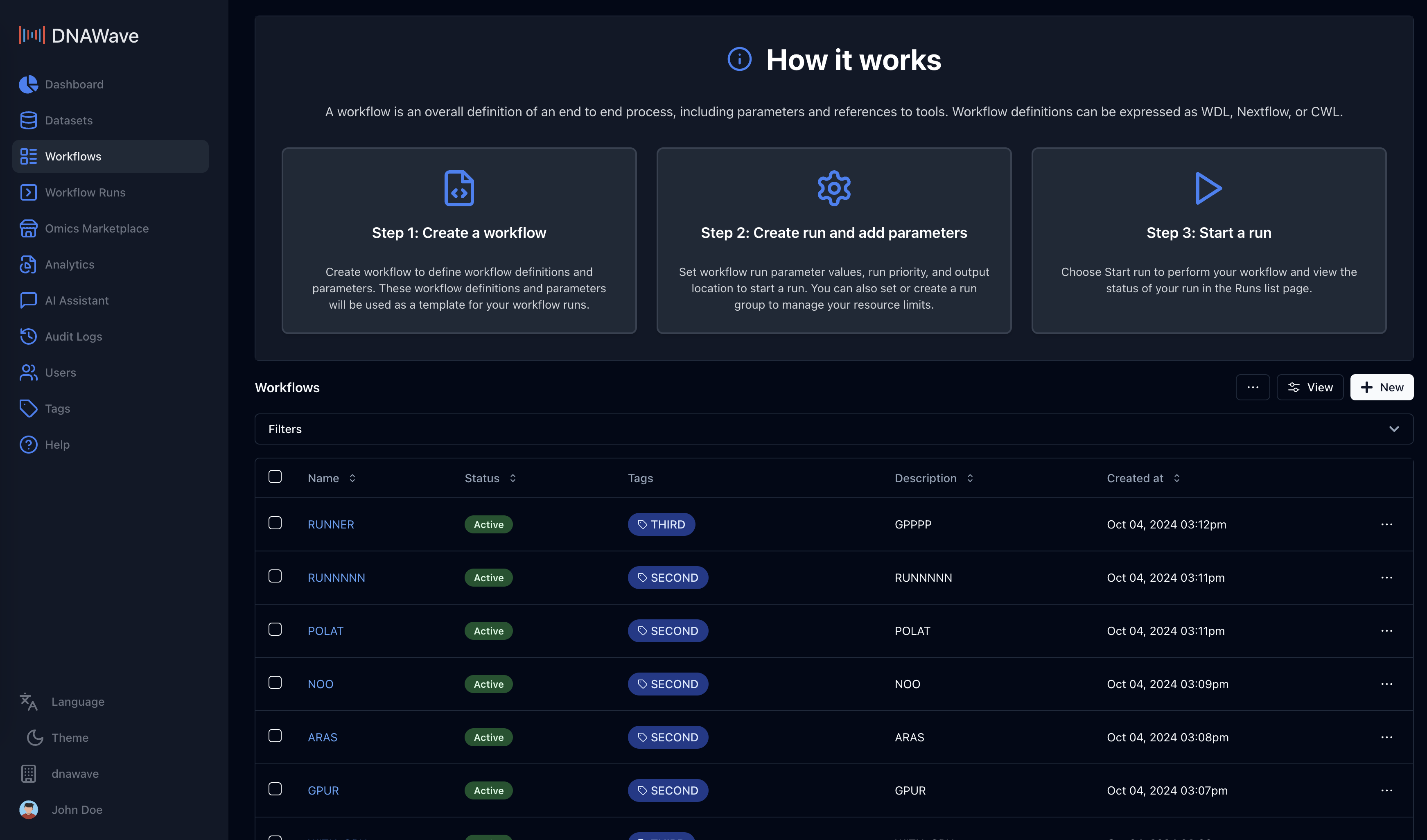 DNAWave Workflow Management